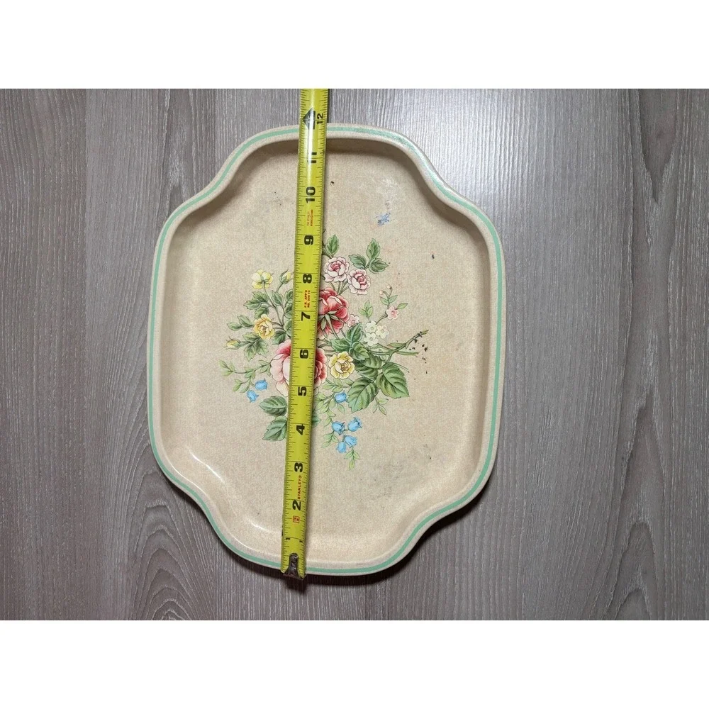 Vintage Avon Metal Vanity Tray Made England Floral Rose Cottagecore Shabby Chic